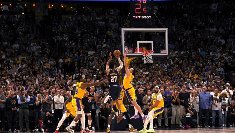 A Denver Nuggets and Los Angeles Lakers game.