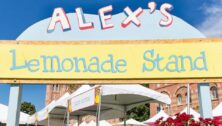 Graphic with the text "Alex's Lemonade Stand."