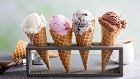 Variety of ice cream cones.