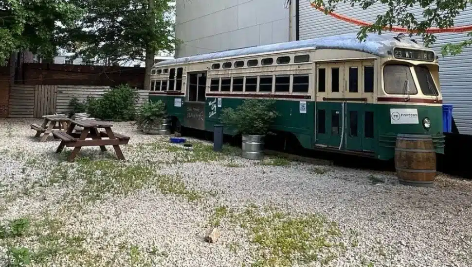 Trolley car that will soon transform into La Placita Fishtown.