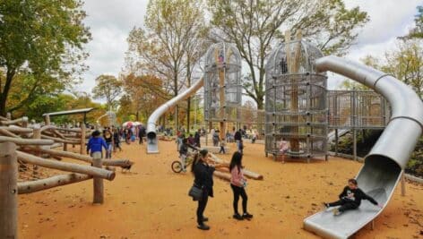 Children having fun at Anna C. Verna Playground.