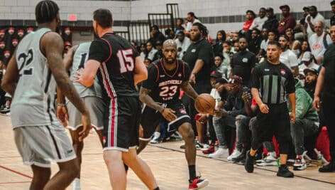 People playing basketball.