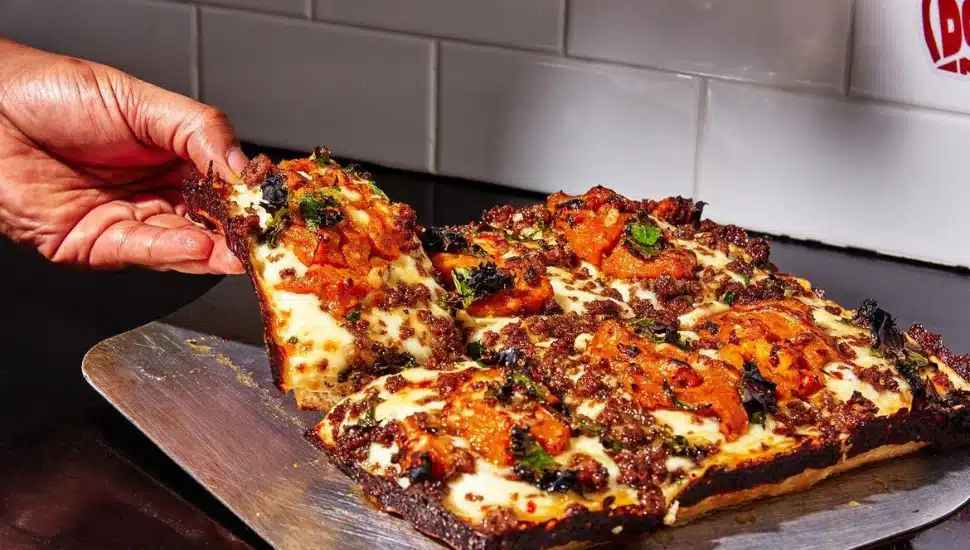 A pizza from Down North Pizza.