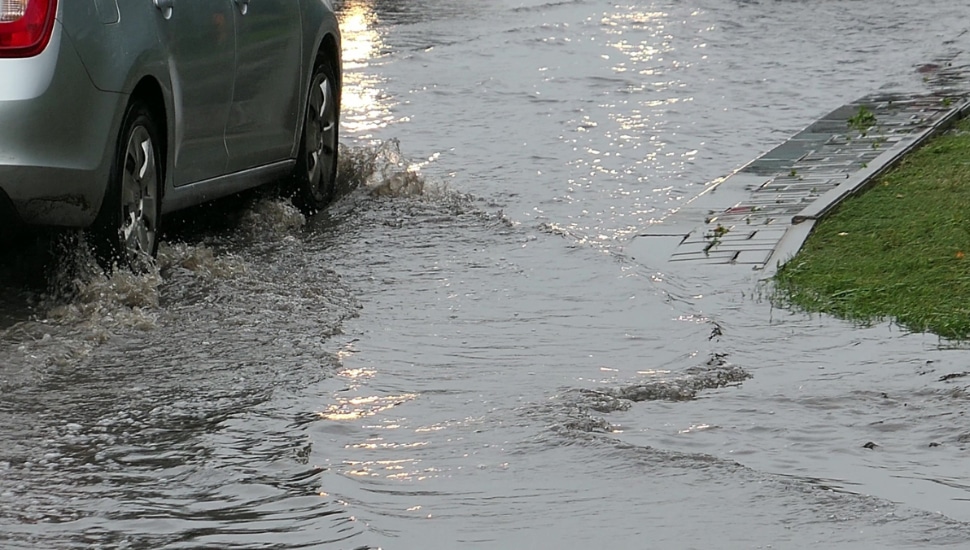 Car in a flood.