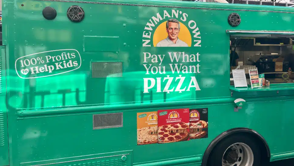 Newman's Own pizza truck.