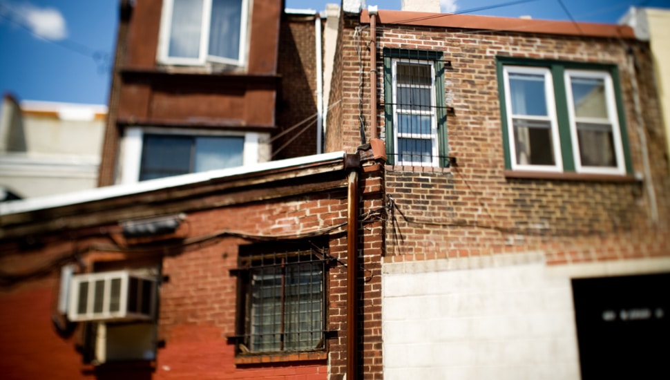 Back of Philadelphia rowhomes.