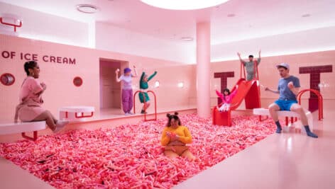 People enjoying themselves at the Museum of Ice Cream.