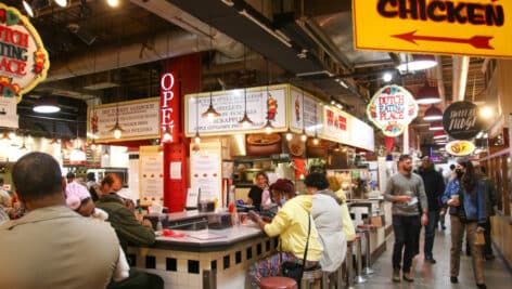 People eating at Reading Terminal Market.