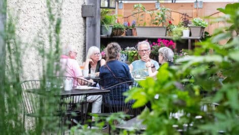 People enjoying outside of Southwark.