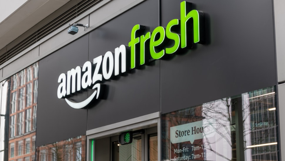 Amazon Fresh storefront sign.