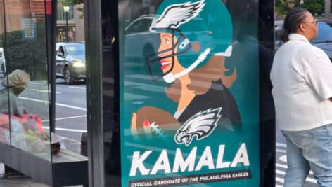 Counterfeit ad for Vice President Kamala Harris as “the official candidate of the Philadelphia Eagles."