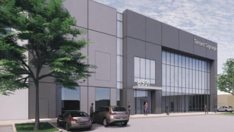 Rendering of front of new warehouse planned in Holmesburg.