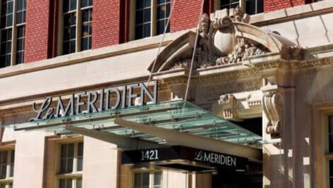 Le Meridien Philadelphia flag and exterior.