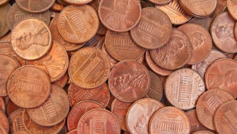 A bunch of pennies.