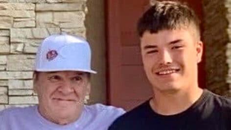 Pete Rose (left) with grandson, P.J. Rose (right).