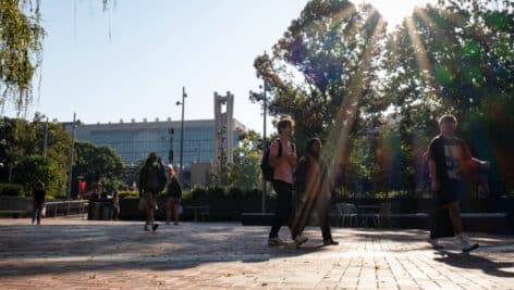 Students on Temple University campus.