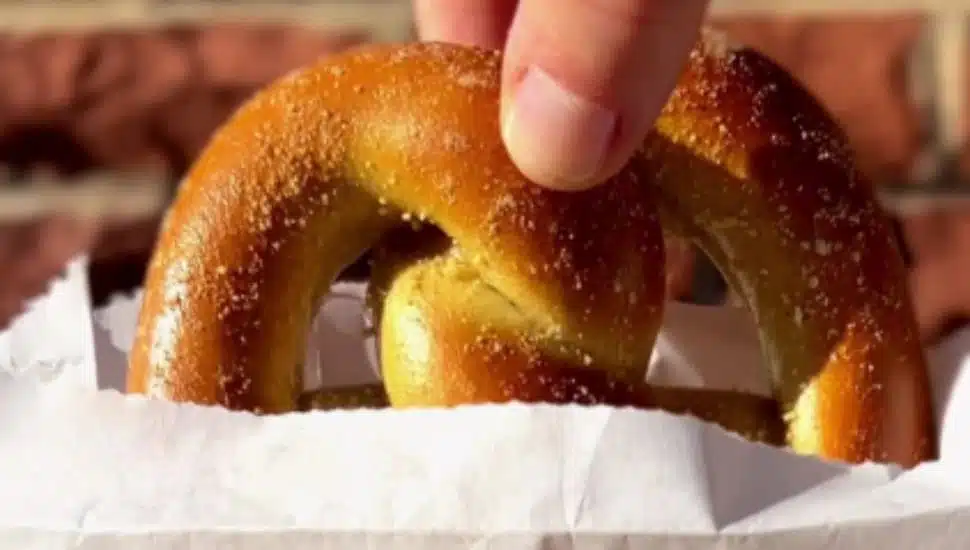 A Wawa cream cheese-stuffed pretzel.