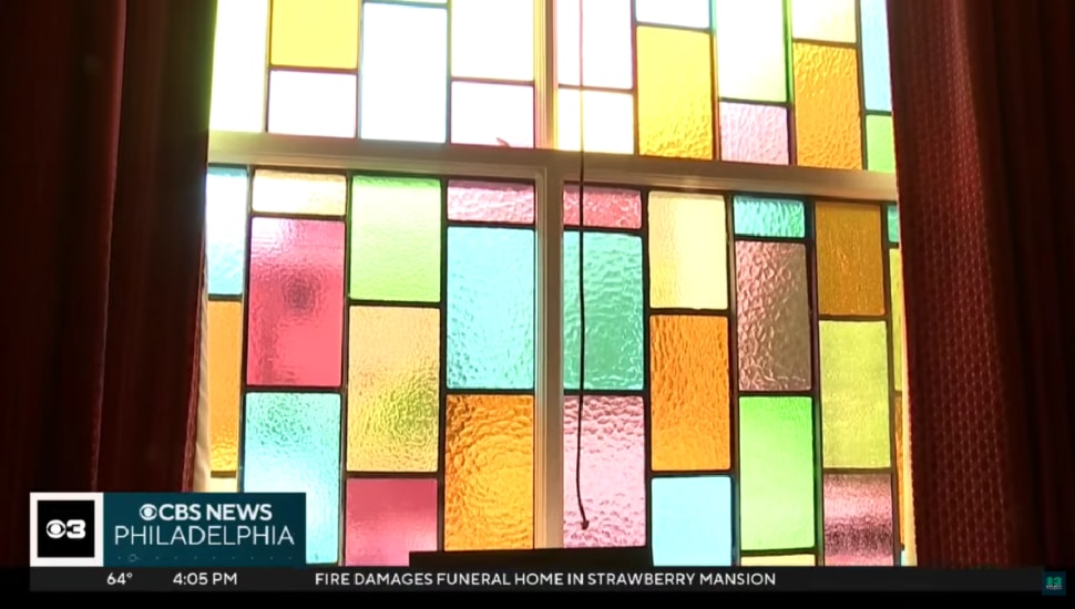 Windows inside Mother Bethel AME Church.