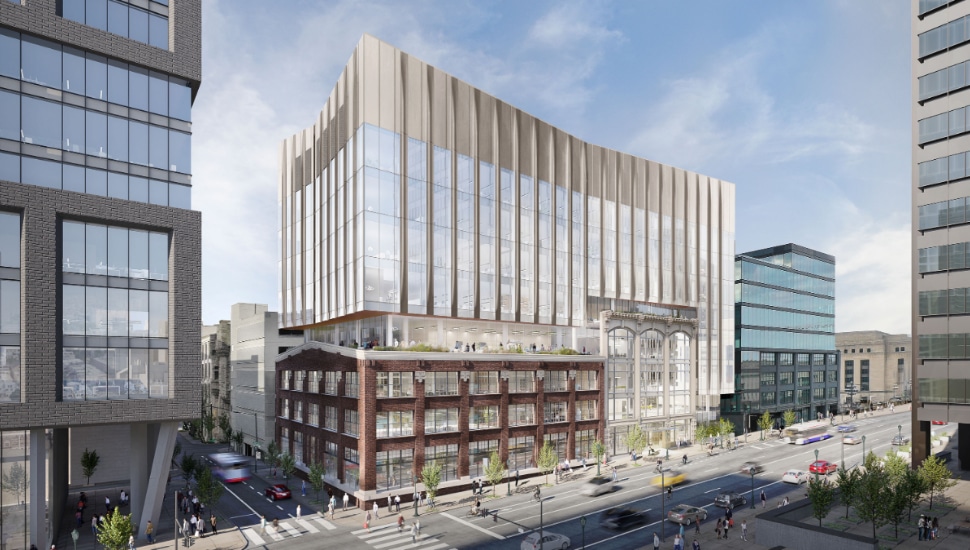 Exterior of 2300 Market Street building in Center City Philadelphia.