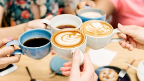 Friends enjoying coffee together.