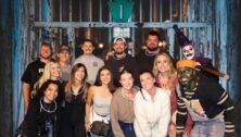 A group of people at Eastern State Penitentiary's haunted attraction, Halloween Nights.