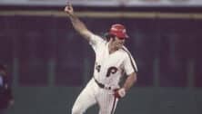 Pete Rose on the baseball field.