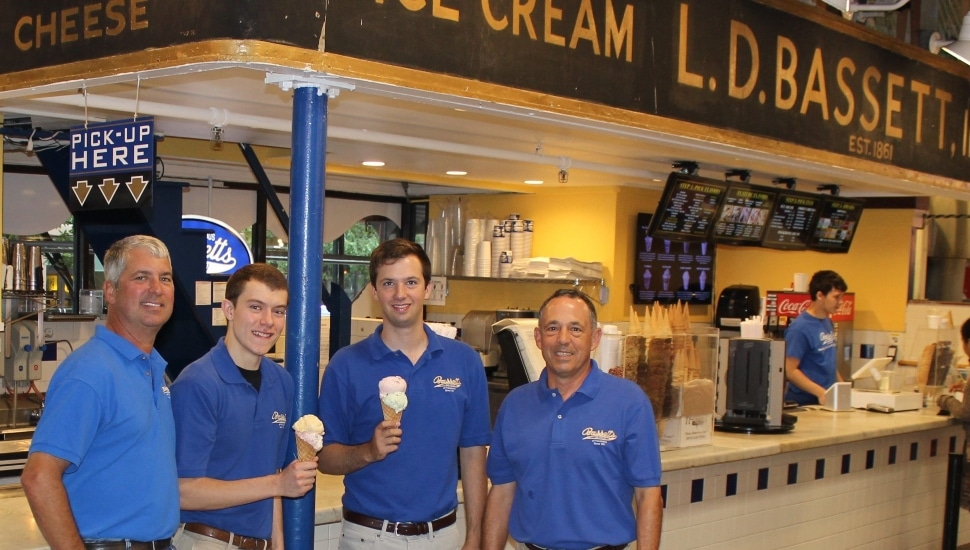 Roger, Eric, Alex, and Michael at Bassetts Ice Cream.