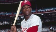 Dick Allen with his baseball bat.