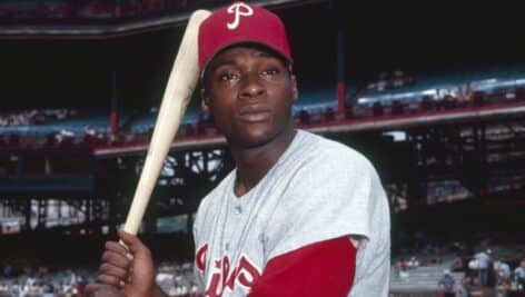 Dick Allen with his baseball bat.