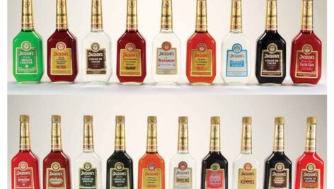 Various bottles of Jacquin's booze.