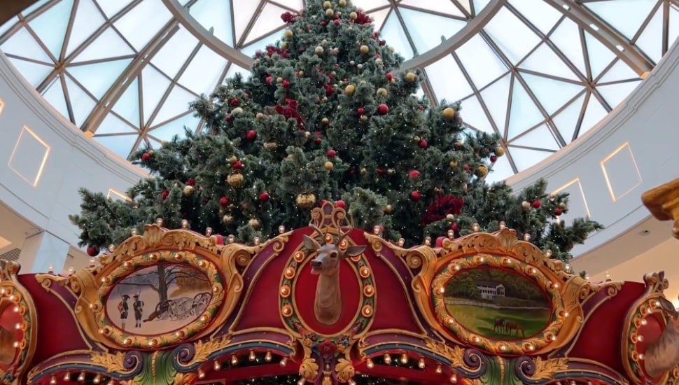 Christmas Tree and carousel at the King of Prussia Mall.