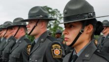 Pennsylvania state troopers lined up.