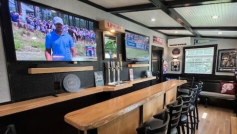 The interior of the mobile Philadelphia Sports Pub.