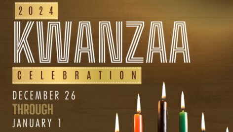 Graphic of AAMP's Kwanzaa celebrations.