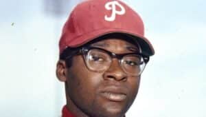 Dick Allen with a Phillies hat.