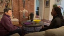 Barrie Dubois (left) inside her home with CBS News Philadelphia reporter, Wakisha Bailey (right).