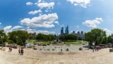 A view of the Washington Monument Fountain in Philadelphia.