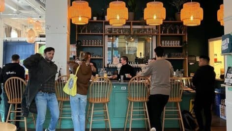 People enjoying themselves inside Triple Bottom Brewing in Spring Garden.