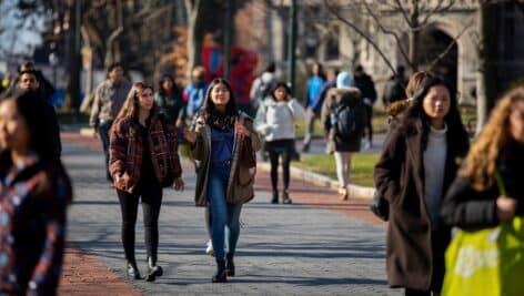 Students walking at Penn.