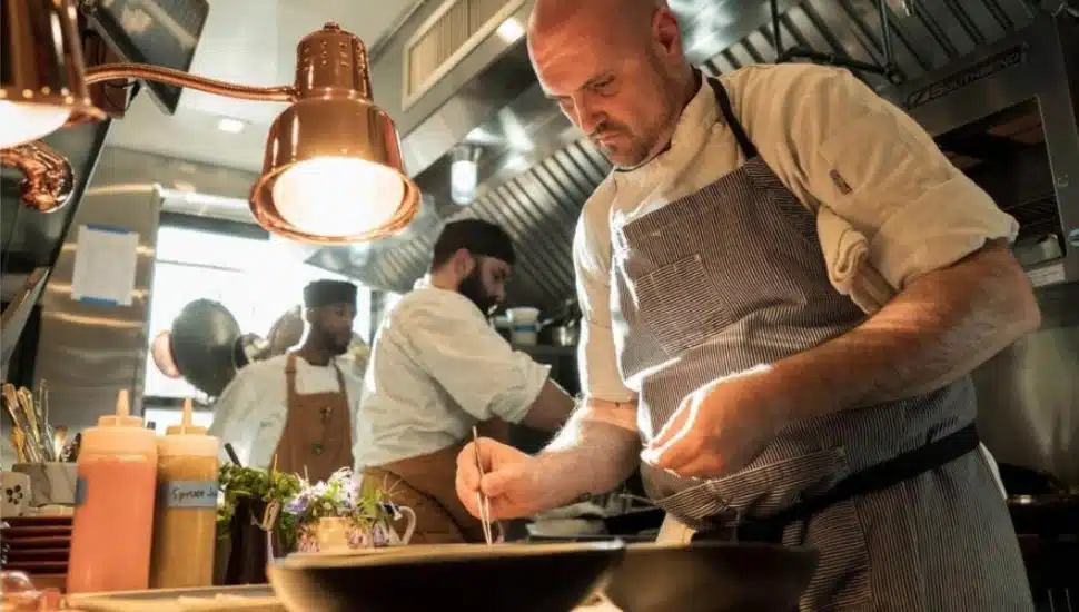 Chef Adam Diltz cooking.