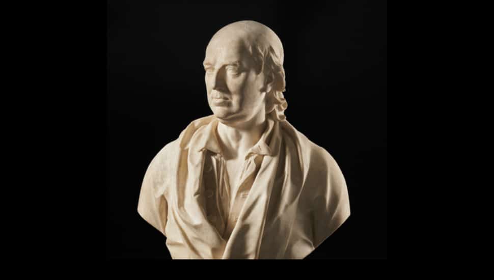 A bust of Benjamin Franklin.