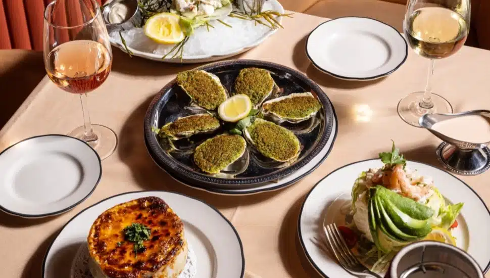 Table of small plate servings at Butcher & Singer.