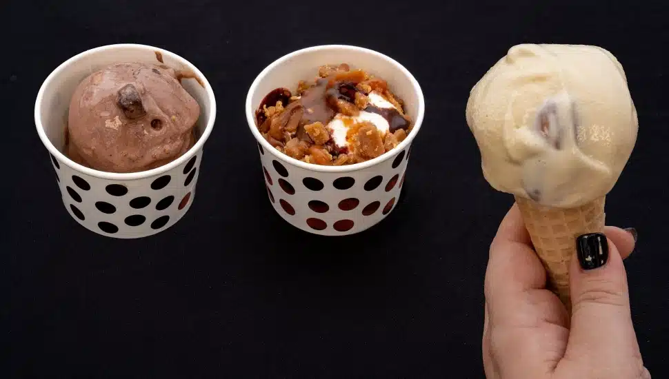 Ice cream cups and a cone.