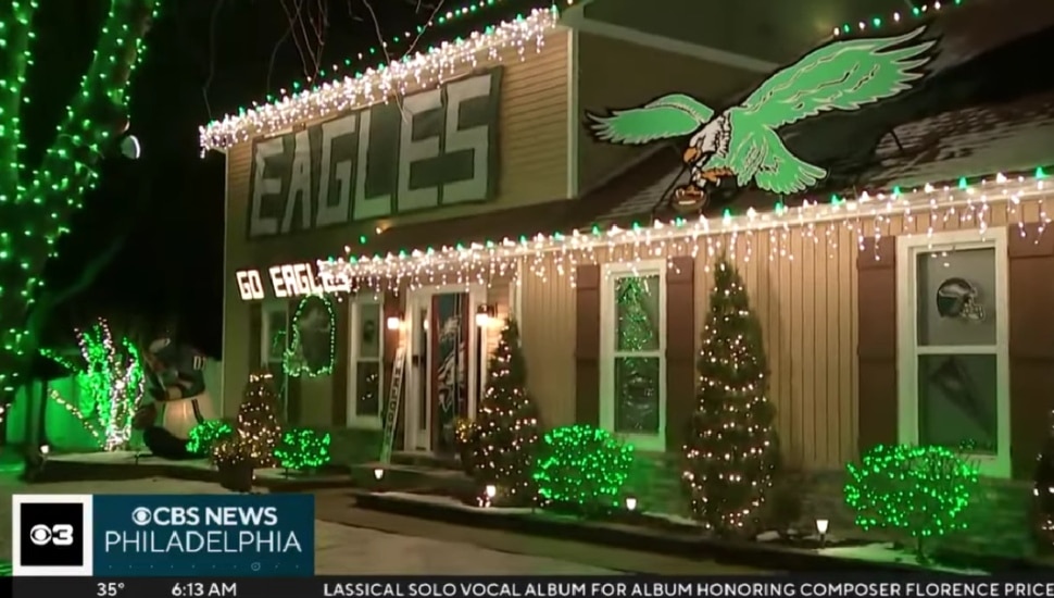Exterior of Eagles-inspired home of Langhorne resident.