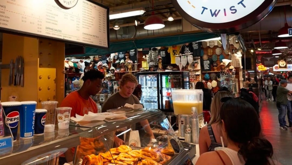 People ordering at Miller's Twist inside Reading Terminal Market.