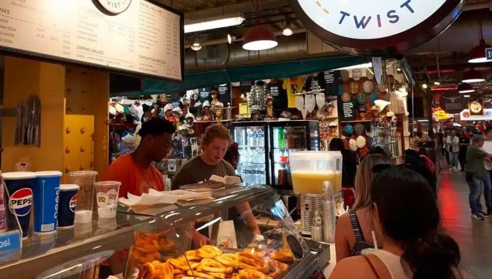 People ordering at Miller's Twist inside Reading Terminal Market.