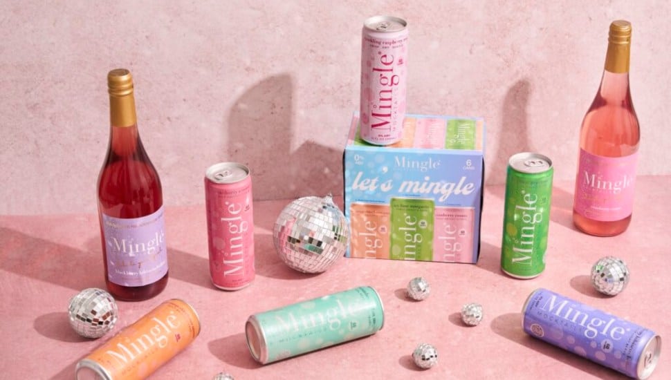 Cans and bottles of Mingle Mocktail products made in Delaware County.