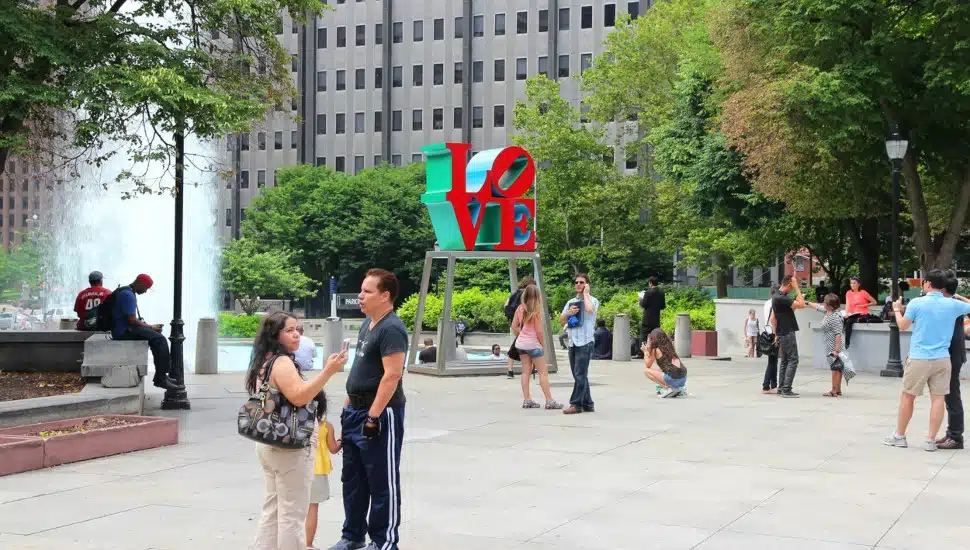 People at JFK Plaza.