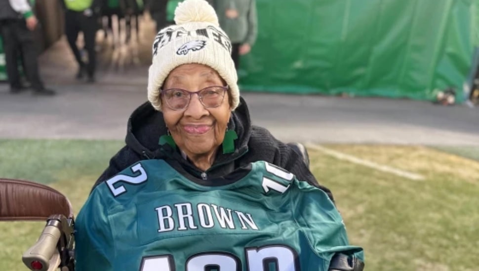 Eloise Brown with her Eagles gear.