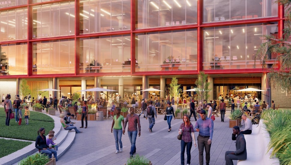 Rendering of Gather Food Hall at Schuylkill Yards.
